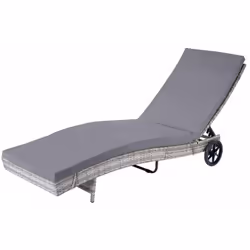 Chaise longue bain de soleil de jardin, rotin synthétique coussins gris, gris foncé Cette chaise longue de plage n'est pas se ...