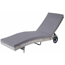 Décoshop26 - Chaises longues bain de soleil transat de jardin en poly-rotin gris oreiller gris foncé 040002399