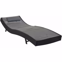 Chaise longue relaxation, chaise longue de jardin, poly rotin anthracite, housse grise Hauteur réglable sur 5 niveaux Résista ...