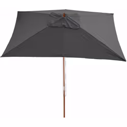 Parasol de jardin 2x3m polyester/bois 6kg anthracite Mécanisme d'ouverture : tirage manuel par câble 2 parties Baguette centr ...