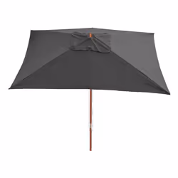 Décoshop26 04_0003826, Parasol de plage, Rectangle, Anthracite, Noir, Polyester, Bois, Monochromatique