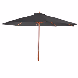 Décoshop26 04_0003821, Parasol de plage, Rond, Noir, Marron, Polyester, Bois, Monochromatique