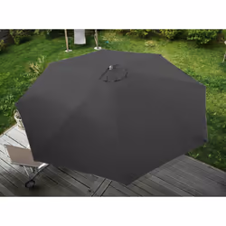 Décoshop26 04_0003821 parasol de terrasse Parasol de plage Rond Noir, Marron
