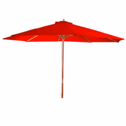 Décoshop26 04_0003822, Parasol de plage, Rond, Marron, Rouge, Polyester, Bois, Monochromatique