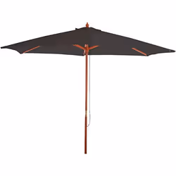 Décoshop26 04_0003813, Parasol de plage, Rond, Noir, Marron, Polyester, Bois, Monochromatique