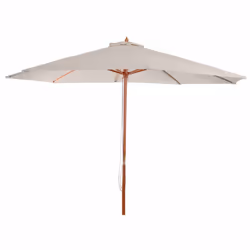 Décoshop26 04_0003823, Parasol de plage, Rond, Crème, Bois, Polyester, Bois, Monochromatique