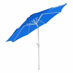 Décoshop26 04_0003880, Parasol de plage, Rond, Bleu, Blanc, Polyester, Aluminium, Aluminium