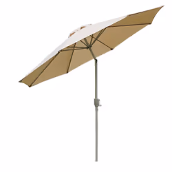 Décoshop26 04_0003883, Parasol de balcon, Rond, Crème, Gris, Polyester, Aluminium, Aluminium