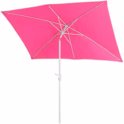 Décoshop26 04_0003895, Parasol de plage, Rectangle, Rose, Blanc, Polyester, Aluminium, Aluminium