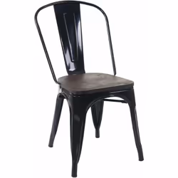 Chaise avec siège en bois, chaise de bistrot, chaise empilable, design industriel en métal, empilable noir Notre nouvelle sér ...