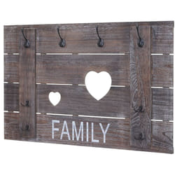 Décoshop26 - Porte-manteau mural Family panneau mural style vintage avec 8 crochets 60x90cm en bois marron 040001005