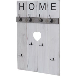 Armoire porte-manteau mural Home meuble d'entrée 91x60cm avec 8 crochets blanc vieilli 040000994