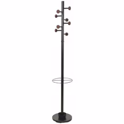 Porte-manteau moderne en métal noir avec 8 patères avec boutons en bois d'hévéa offrent beaucoup d'espace pour les manteaux e ...