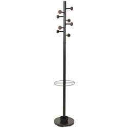 Décoshop26 - Porte-manteau moderne en métal noir avec 8 crochets avec boutons en bois d'hévéa 050000790