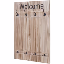 Porte-manteau mural Welcome panneau avec crochets 91x60cm marron naturel Avec ce porte-manteau, vous pouvez améliorer chaque ...