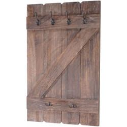 Porte-manteau mural panneau avec 6 crochets 91x60cm bois de pin marron 040001009