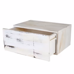 Étagère murale - Vintage - Blanc vieilli - 21x46x30 cm - Tiroir - Bois de paulownia
