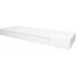 Tablette murale étagère avec tiroir en bois massif 8x80x25cm blanc 040005181
