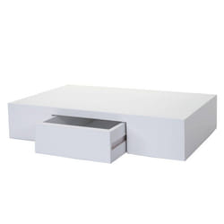Etagère murale suspendue - Décoshop26 - 40cm - Blanc - Tiroir - Bois de Paulownia