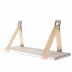 Étagère murale suspendue - Vintage - Bois clair - 21x50cm - Blanc vieilli - Shabby chic