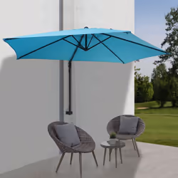Décoshop26 04_0005635 parasol de terrasse Parasol de balcon Hexagonal Noir, Turquoise