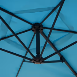 Décoshop26 04_0005635 parasol de terrasse Parasol de balcon Hexagonal Noir, Turquoise - Vue supplémentaire 4