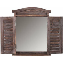 Décoshop26 - Miroir mural forme fenêtre avec volets 53x42x5cm en bois marron vieilli 040005484