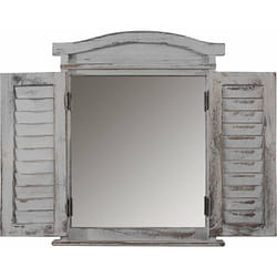 Décoshop26 - Miroir mural forme fenêtre avec volets 53x42x5cm en bois gris vieilli 040005486