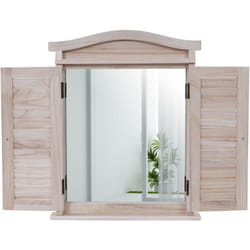 Décoshop26 - Miroir mural design fenêtre avec volets 53x42x5cm en bois marron 040003182