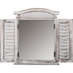 Décoshop26 - Miroir mural forme fenêtre avec volets 53x42x5cm en bois blanc vieilli 040005485