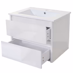 Meuble sous évier - Non spécifié - 50x60cm - 2 tiroirs - Céramique - MDF blanc brillant