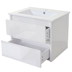 Meuble sous évier - Non spécifié - 50x60cm - 2 tiroirs - Céramique - MDF blanc brillant