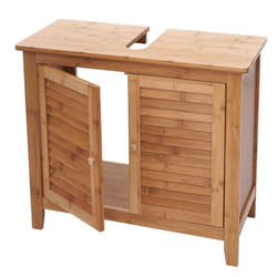 Meuble sous lavabo - Bambou - 60x67x30cm - Design moderne - Fermeture magnétique - Pratique