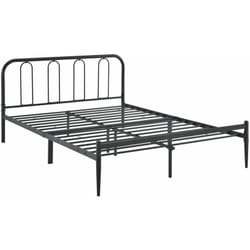 Lit double en métal solide avec lattes métalliques noir 200 x 160 cm 030004878