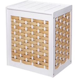 Décoshop26 - Panier à linge bac trieur de linge en bois massif maille 61x51x35cm blanc 040003751