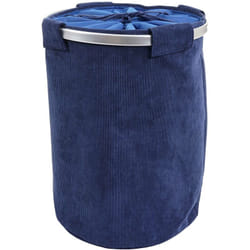 Décoshop26 - Panier à linge corbeille buanderie conteneur avec cordon 55x39cm 65L en tissu bleu 040002514