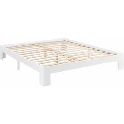 Cadre de lit 160x200 cm avec sommier à lattes lit double en pin blanc 030004924