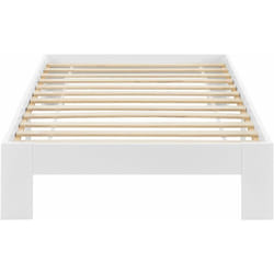 Décoshop26 - Lit une personne design simple cadre avec sommier à lattes en pin et bois 90 x 200 cm blanc 030004930