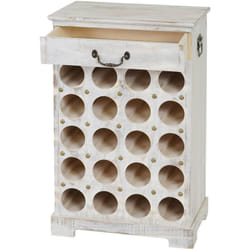 Armoire bar à vins rangement bouteilles étagère jusqu'à 20 bouteilles 76x48x31cm style vintage en bois blanc vieilli 040004319