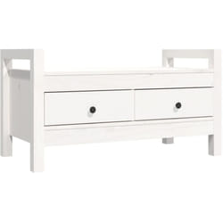Banc banquette d'entrée blanc 80 x 40 x 43 cm bois de pin massif