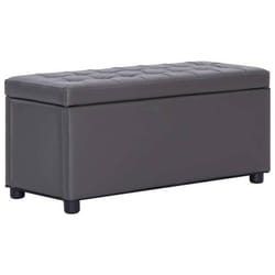 Pouf coffre banquette de rangement 875 cm similicuir gris