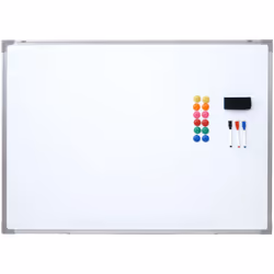 Tableau blanc magnétique mémo affichage accessoires inclus 110x80cm Contenu de la livraison : 1x tableau blanc avec accessoir ...