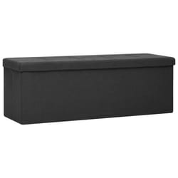 Banc de rangement - Non spécifié - Pliable - Noir - Faux lin - 110 x 38 x 38 cm