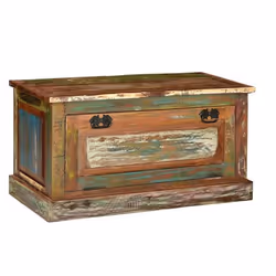 Banc de rangement à chaussures - Bois de récupération - 85 x 40 x 45 cm - Vintage - 2 compartiments - Monté