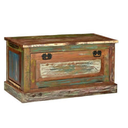 Banc de rangement à chaussures - Bois de récupération - 85 x 40 x 45 cm - Vintage - 2 compartiments - Monté