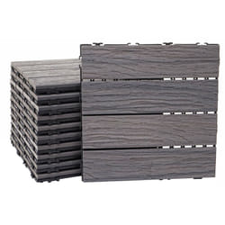 Décoshop26 - Dalles de terrasse x11 aspect bois en wpc 30x30cm clipsable 1m² balcon jardin extérieur marron vieilli 040005427