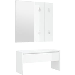 Ensemble de meubles de couloir blanc brillant bois d'ingénierie