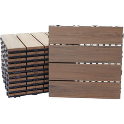 Décoshop26 - Dalles de terrasse x 11 aspect bois en wpc 30x30cm clipsable 1m² balcon jardin extérieur marron 040005428