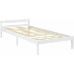 Lit simple cadre de lit avec sommier à lattes en pin blanc 030004984