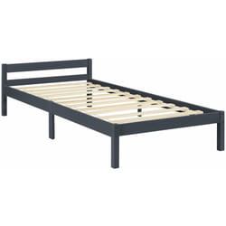 Cadre de lit avec sommier à lattes lit simple 90 x 200 cm en pin gris foncé 030004986